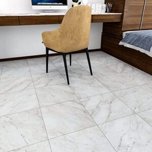 WESTICK Marble Peel and Stick Floor Tile Stickers 20 PCS Adhesive Floor Tiles Peel and Stick Waterproof Bathroom Vinyl Peel and Stick Tiles for Floor Removable Vinyl Flooring for Kitchen Grey 12x12 IN