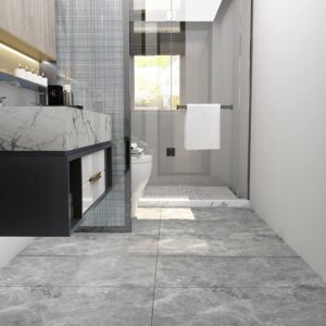 VEELIKE Dark Grey Marble Peel and Stick Floor Tile 12"x24" Waterproof Vinyl Flooring Tiles Self Adhesive Removable Stick on Tiles Stickers Flooring for Bathroom Kitchen Bedroom Garage Decor 24 Pack