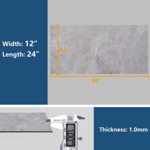 VEELIKE Dark Grey Marble Peel and Stick Floor Tile 12"x24" Waterproof Vinyl Flooring Tiles Self Adhesive Removable Stick on Tiles Stickers Flooring for Bathroom Kitchen Bedroom Garage Decor 24 Pack