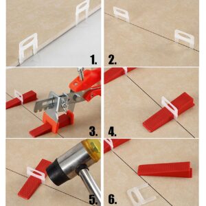 TR TOOLROCK Tile Leveling System 1/8 inch Kit - 500Pcs 1/8 inch Tile Spacers Clips and 100Pcs Tile Wedges and 1Pc Floor Tile Plier Lever Building Walls Floors Tile Tools Kit