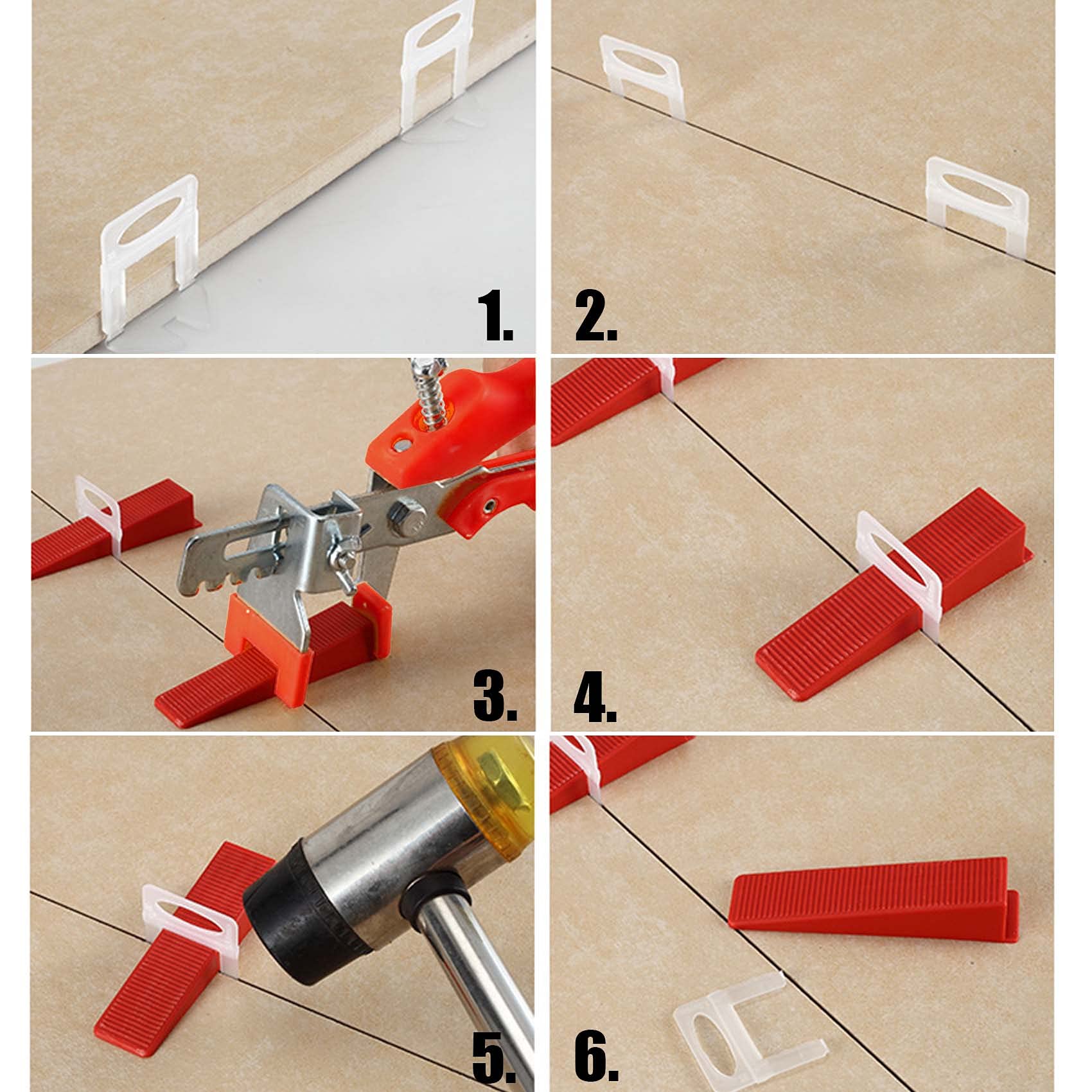 TR TOOLROCK Tile Leveling System 1/8 inch Kit - 500Pcs 1/8 inch Tile Spacers Clips and 100Pcs Tile Wedges and 1Pc Floor Tile Plier Lever Building Walls Floors Tile Tools Kit