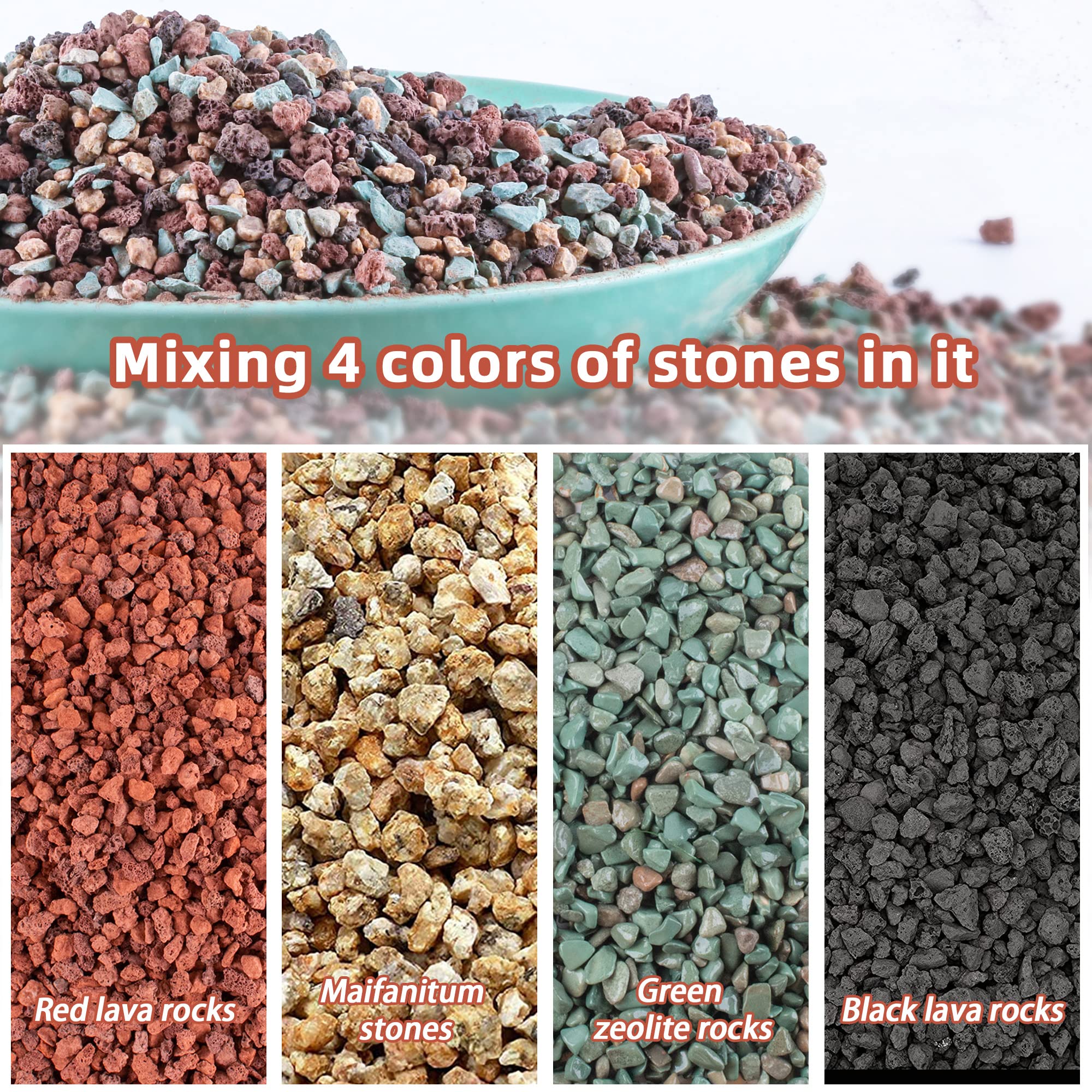 2.4lb Mix Horticultural Lava Rock Pebbles Pumice Potting Soil Amendment Succulent Cactus Bonsai Gritty Rock Decorative Gravel Plant Drainage Volcanic Rock for Aquarium Fairy Gardening Top Dressing