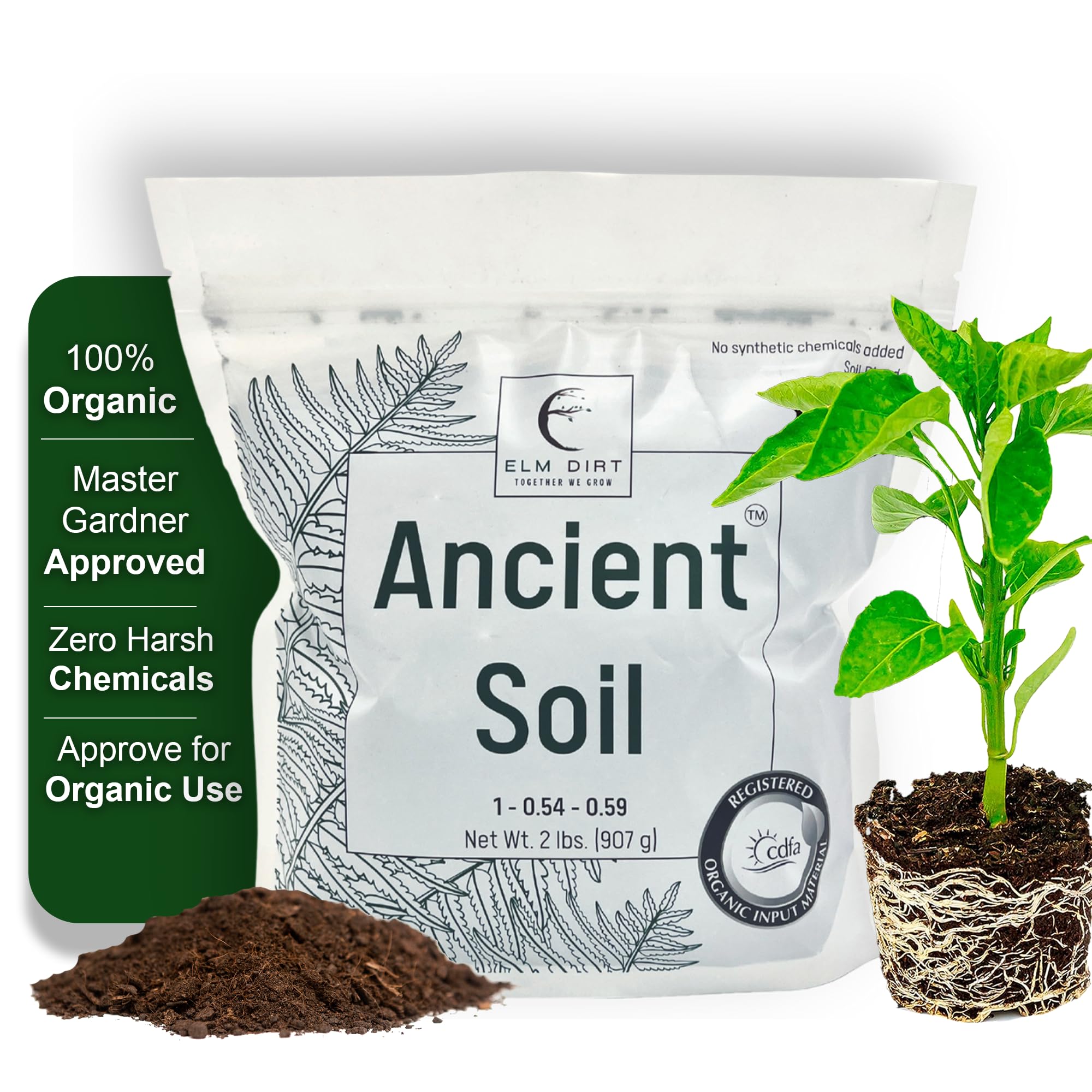 Elm Dirt Premium Ancient Soil for All Plants - Organic Plant Soil for Outdoor Plants & Indoor Plant Soil | Garden Soil for Plant Nutrients Growth & Protect your Plants Bugs - Roots Organic Soil (2lbs)