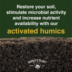 Farmer’s Secret Soil Revitalizer (8oz) - Organic (OMRI Listed) Soil Microbe Booster - Liquid Compost Soil Amendment - Great for Spring Application - Activated Humic Acid