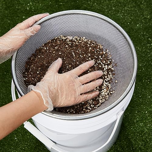 Yaomiao 3 Pack Stainless Steel Sand Sifter Garden Soil Sifter for Rocks Compost Sifter Garden Potting Lawn Soil Sieve for 5 Gallon Bucket, 0.08/0.12/0.2 Inch Mesh Screen