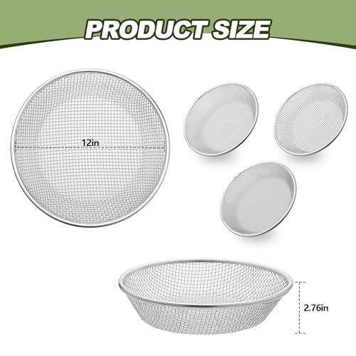 Yaomiao 3 Pack Stainless Steel Sand Sifter Garden Soil Sifter for Rocks Compost Sifter Garden Potting Lawn Soil Sieve for 5 Gallon Bucket, 0.08/0.12/0.2 Inch Mesh Screen