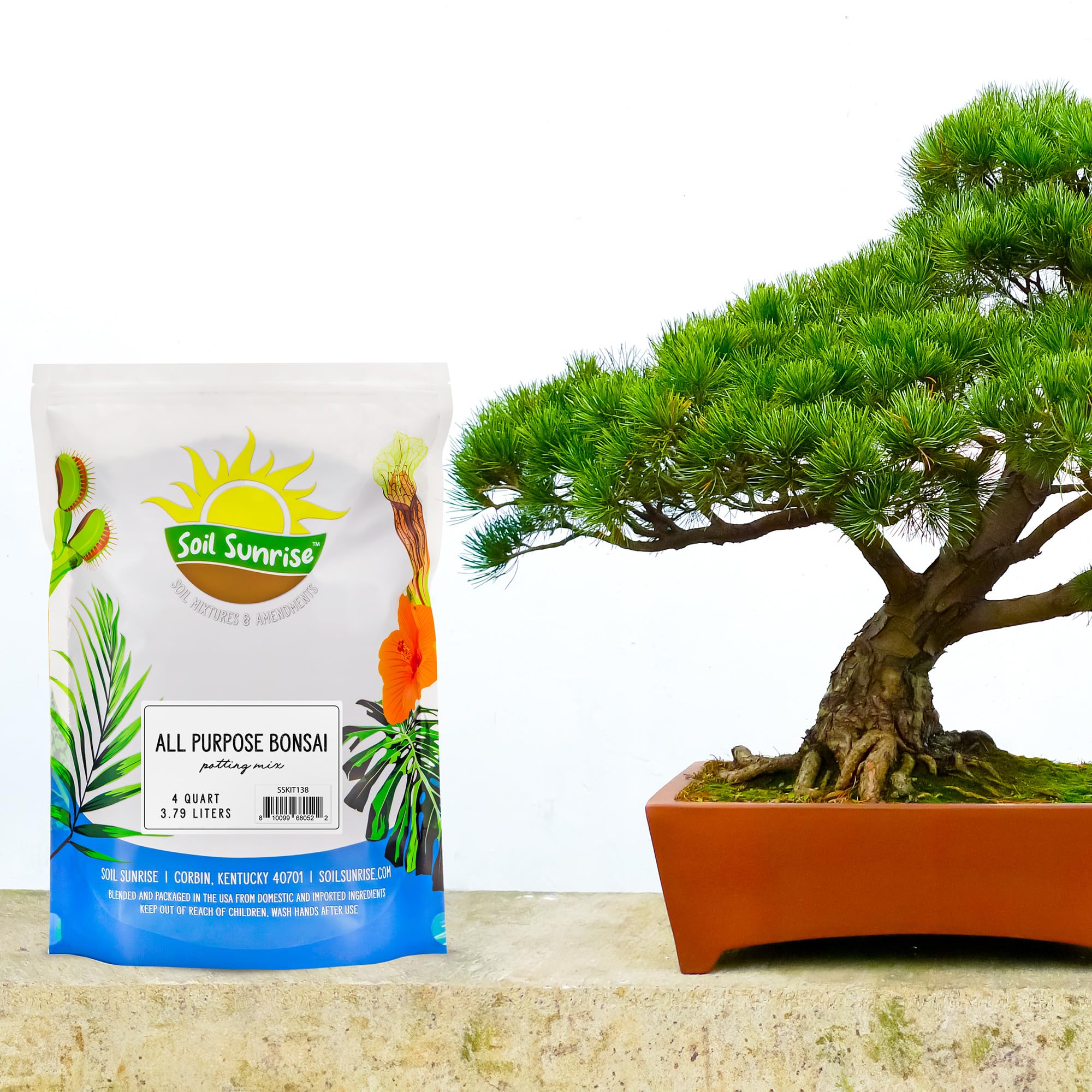 All-Purpose Bonsai Potting Mix (4 Quarts), All-Natural Organic Nutrient-Rich Bonsai Soil Mixture