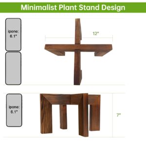 hismocal Wood Plant Stand Indoor/Outdoor for Plants, Large Size Planter Stand Holder,Sturdy and Stable Flower Pot Stand,Fits Most Size Flower Pots In Room(1 Pack)