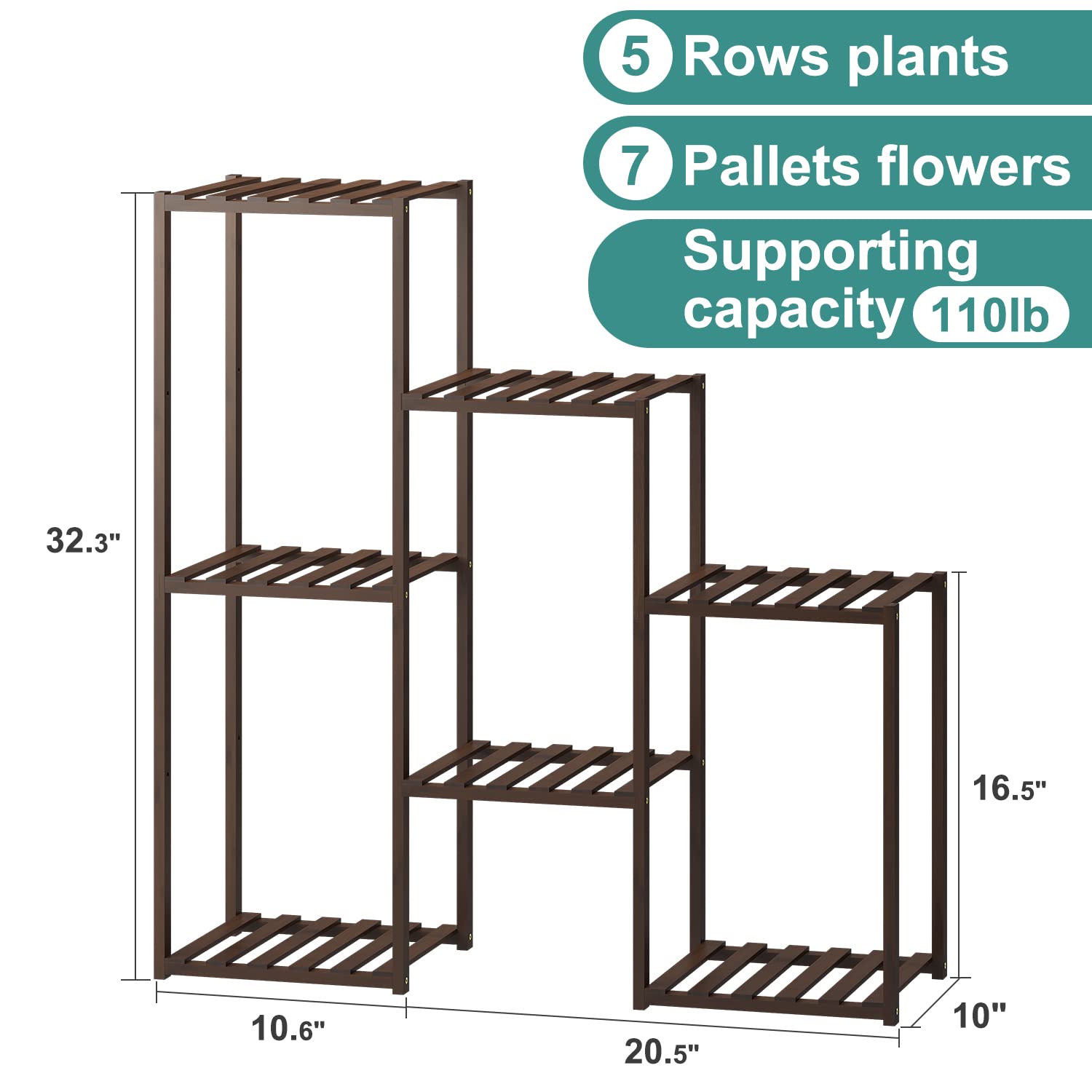 Bamboo Plant Stand Indoor Plants Multiple Plant Stands Wood Outdoor Tiered Plant Shelf for Multiple Plants, 7 Potted Ladder Plant Holder Table Plant Pot Stand for Window Garden Balcony Living Room