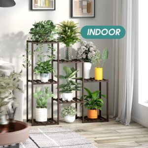 Bamboo Plant Stand Indoor Plants Multiple Plant Stands Wood Outdoor Tiered Plant Shelf for Multiple Plants, 7 Potted Ladder Plant Holder Table Plant Pot Stand for Window Garden Balcony Living Room