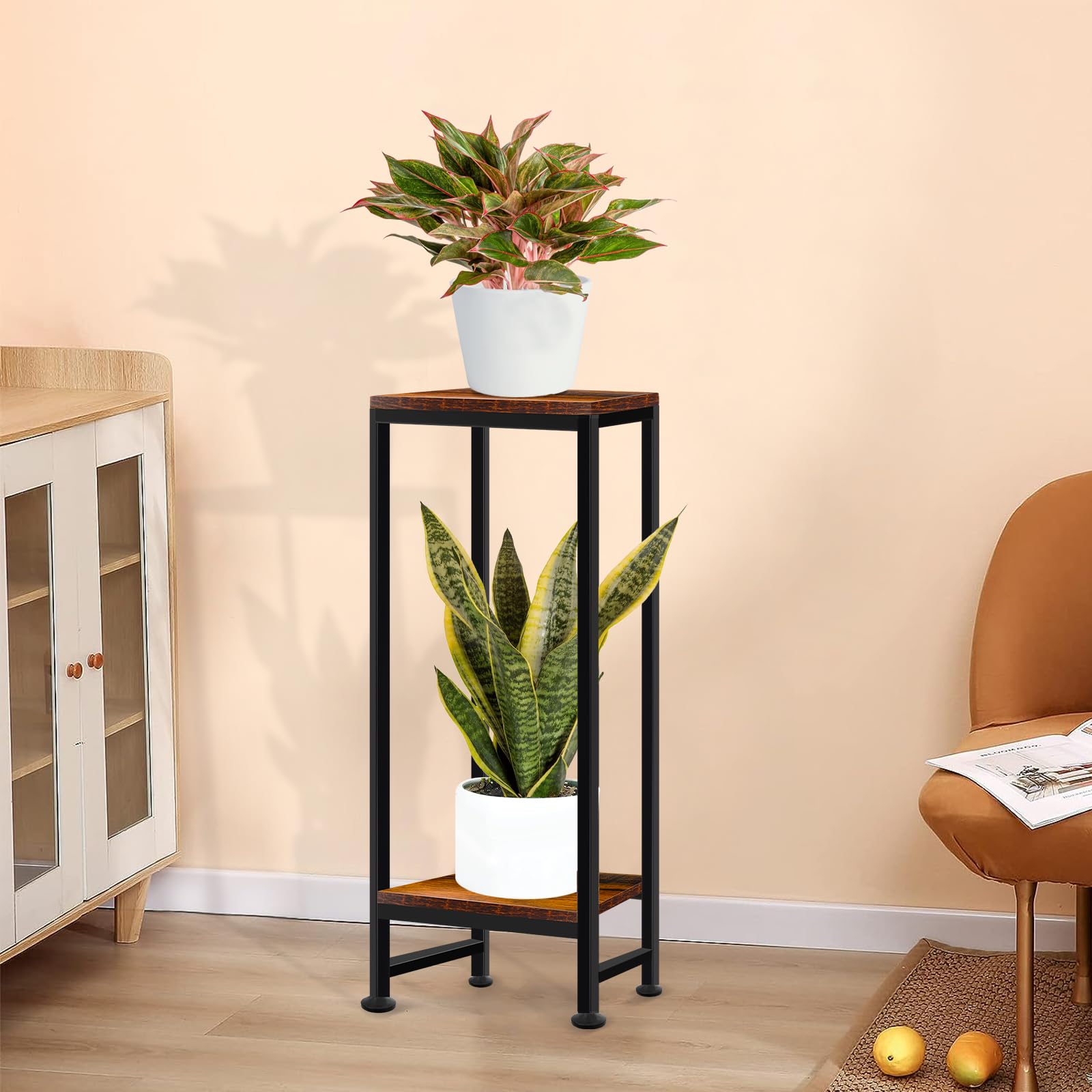 Plant Stand Indoor, Tall Plant stands for Indoor Outdoor Plants, 2 Tier Heavy Duty Plant Shelf 31" Metal Plant Stand Modern Corner Flower Stand for Patio, Living Room, Balcony