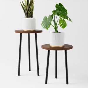 saksun plant stand indoor, mid century plant holder 2 pack , corner plant stand modern plant table for indoor plants home & garden decor , outdoor plant stands for patio garden office living room