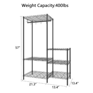 Xiofio 6-Tier Plant Stand for Indoor Outdoor, Large Reinforced Plant Shelf for Multiple Plants for Hanging ,Adjustable,Suitable for Bedroom Living Room Balcony Garden,Black