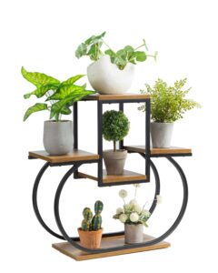 chphi plant stand indoor creative heart shape plant stand indoor, outdoor wood plant stands for multiple plants, tiered plant shelf table plant pot stand for living room……