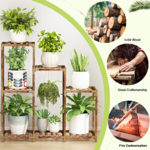 HOMKIRT Plant Stand for Indoor Outdoor, 7 Tier Plant Shelf Corner Plant Rack Table Holder Tower Flower Stand for Multiple Small Medium Tall Pots for Patio Porch Living Room Balcony Garden Boho Decor