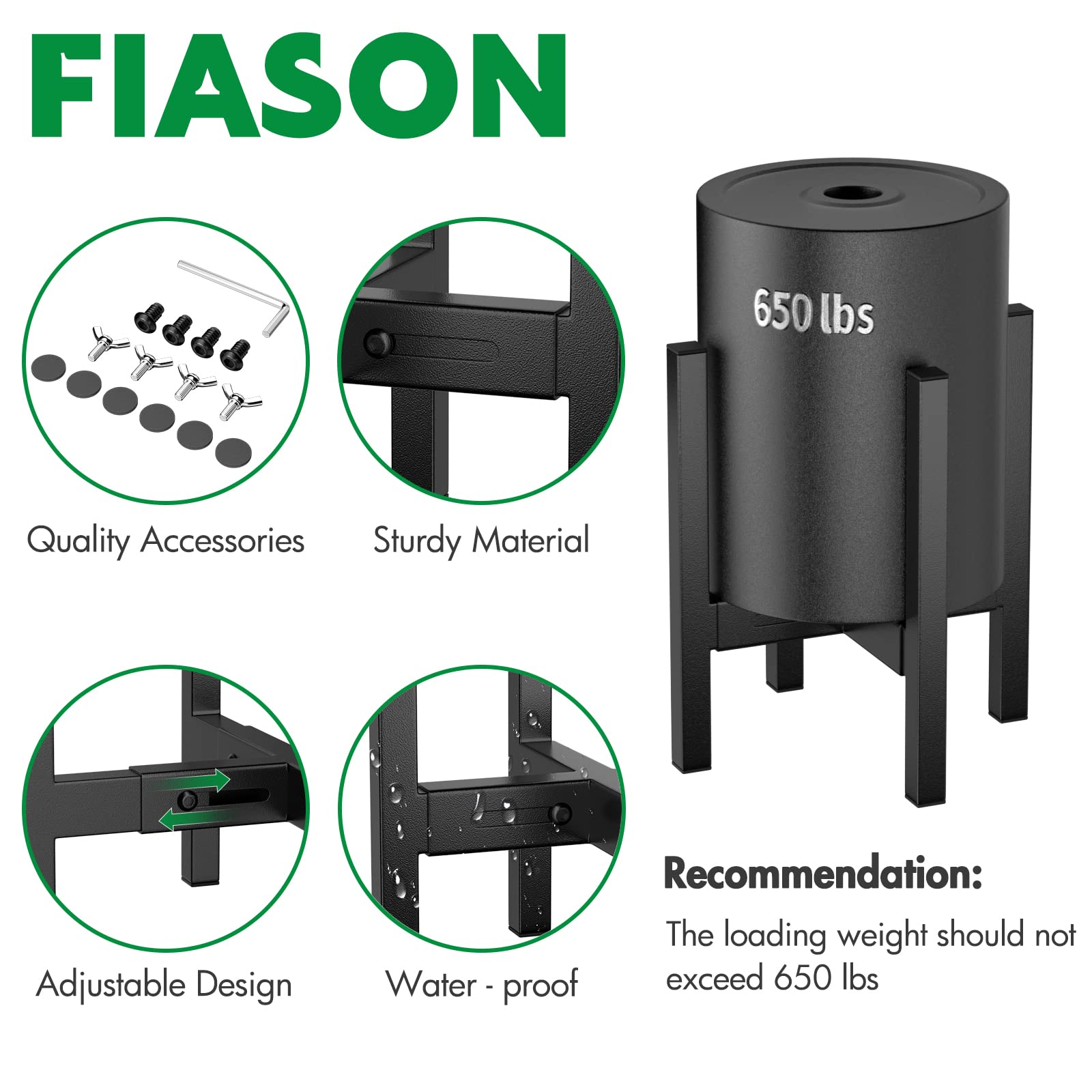 FIASON Adjustable Metal Plant Stand - Plants Holder Fits for 8-14 Inches Planter Flower Pots Indoor Outdoor ( Pot & Plant Not Included) -1 pack