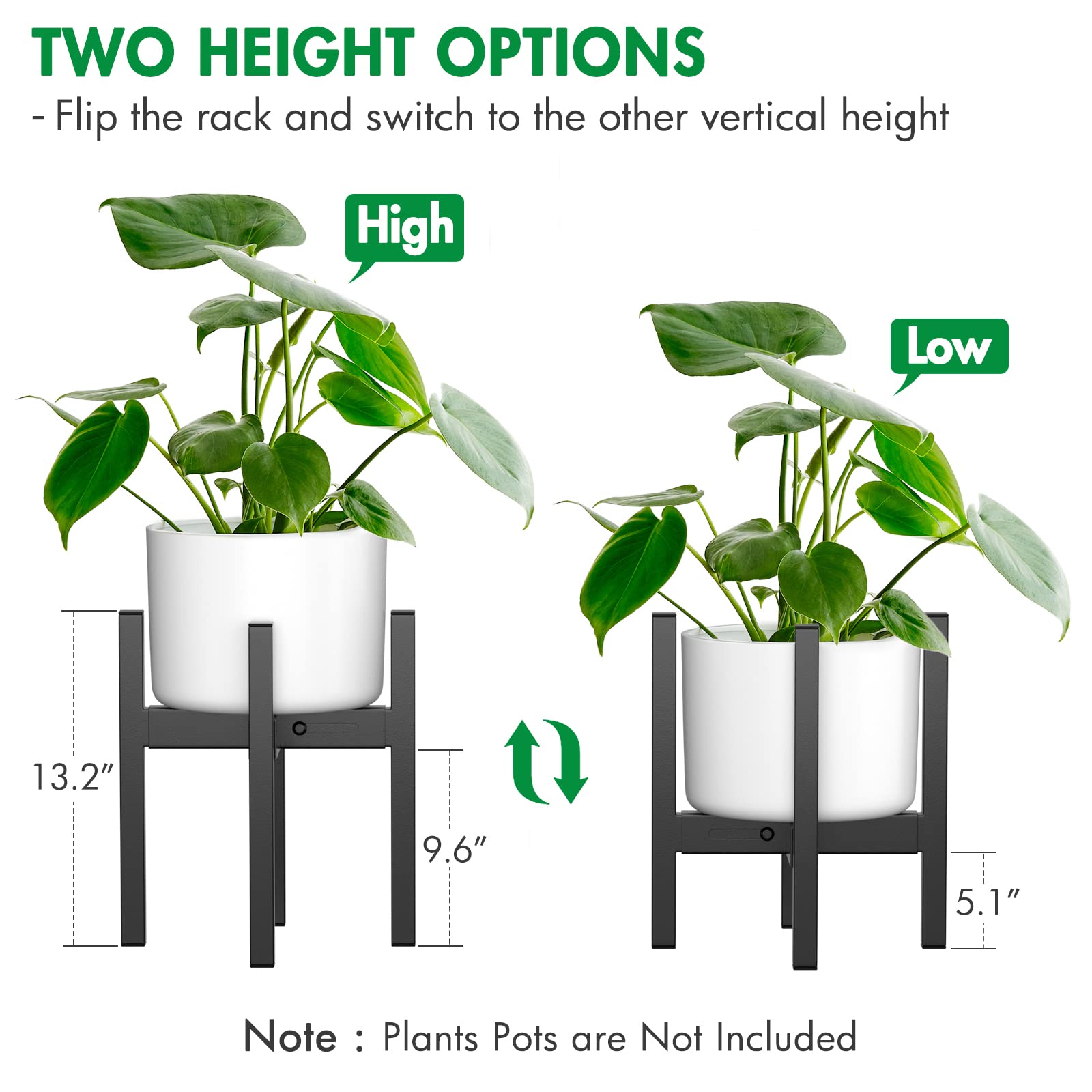 FIASON Adjustable Metal Plant Stand - Plants Holder Fits for 8-14 Inches Planter Flower Pots Indoor Outdoor ( Pot & Plant Not Included) -1 pack