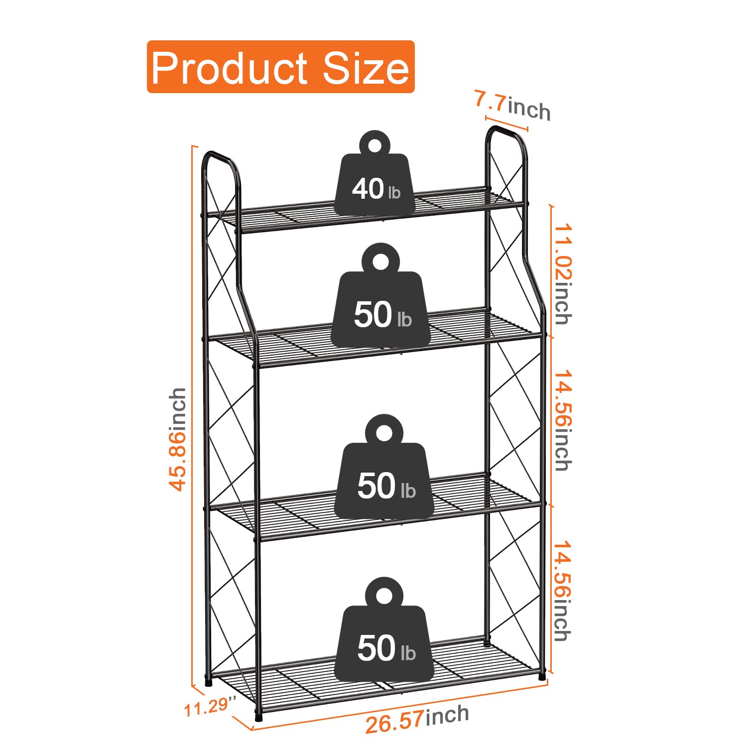 Kufutee 4 Tier Plant Stand Rack Indoor Outdoor Multiple Holder Shelf,Black