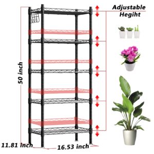 INGIORDAR Plant Stand Indoor Outdoor 5 Tier Adjustable Corner Tiered Plant Shelf Organizer Metal Flower Pot for Display Multiple Plants Storage Garden Balcony Living Room, Black