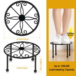 Metal Black Plant Stands，Anti-Rust Iron Plant Pot Shelf，Heavy Duty Round Supports Display Rack，Rustproof Potted Plant Holder，Corner Gardening Pumpkin Stand for Indoors or Outdoors (3 Pack Matte Black)