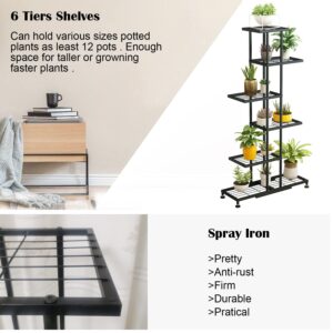 Metal Plant Stand, 6 Tier 12 Potted, Upgrade Multiple Plant Rack Shelf Organizer, ​Indoor Planter Display Shelving Unit for Patio Garden Corner Balcony Living Room