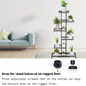 Metal Plant Stand, 6 Tier 12 Potted, Upgrade Multiple Plant Rack Shelf Organizer, ​Indoor Planter Display Shelving Unit for Patio Garden Corner Balcony Living Room