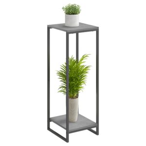 jepreco 34" tall plant stand indoor, 2-tier modern plant shelf, corner flower pot holder organizer for living room balcony patio garden (oak grey)