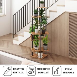 JEPRECO 53" Tall Plant Stand Indoor, 7-Tier Modern Plant Shelf, Corner Flower Pot Holder Organizer for Living Room Balcony Patio Garden, Rustic Brown