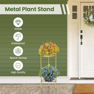 H HOMEXIN Plant Stand Indoor, 2 Tier Metal Tall Plant Stands 23.4" Multiple Plant Rack Holder, Heavy Duty Rustproof Flower Shelf Display for Apartment Corner Home Garden Patio