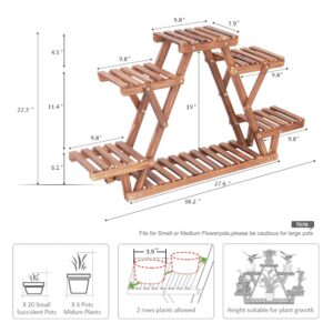 COOGOU Wood Plant Stand Indoor, 6 Tiered Plant Shelf for Multiple Plants RackTriangle , A Shape Corner Flower Pot Holder for Windowsill Patio Balcony Garden Living Room (Retro,Wooden)