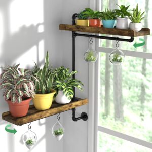 gdlf window plant shelves industrial pipe swivel shelving floating shelves with more space for large plants(pots up to 8")