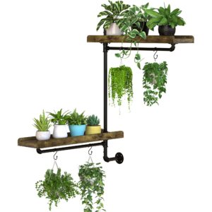 GDLF Window Plant Shelves Industrial Pipe Swivel Shelving Floating Shelves With More Space For Large Plants(Pots up to 8")