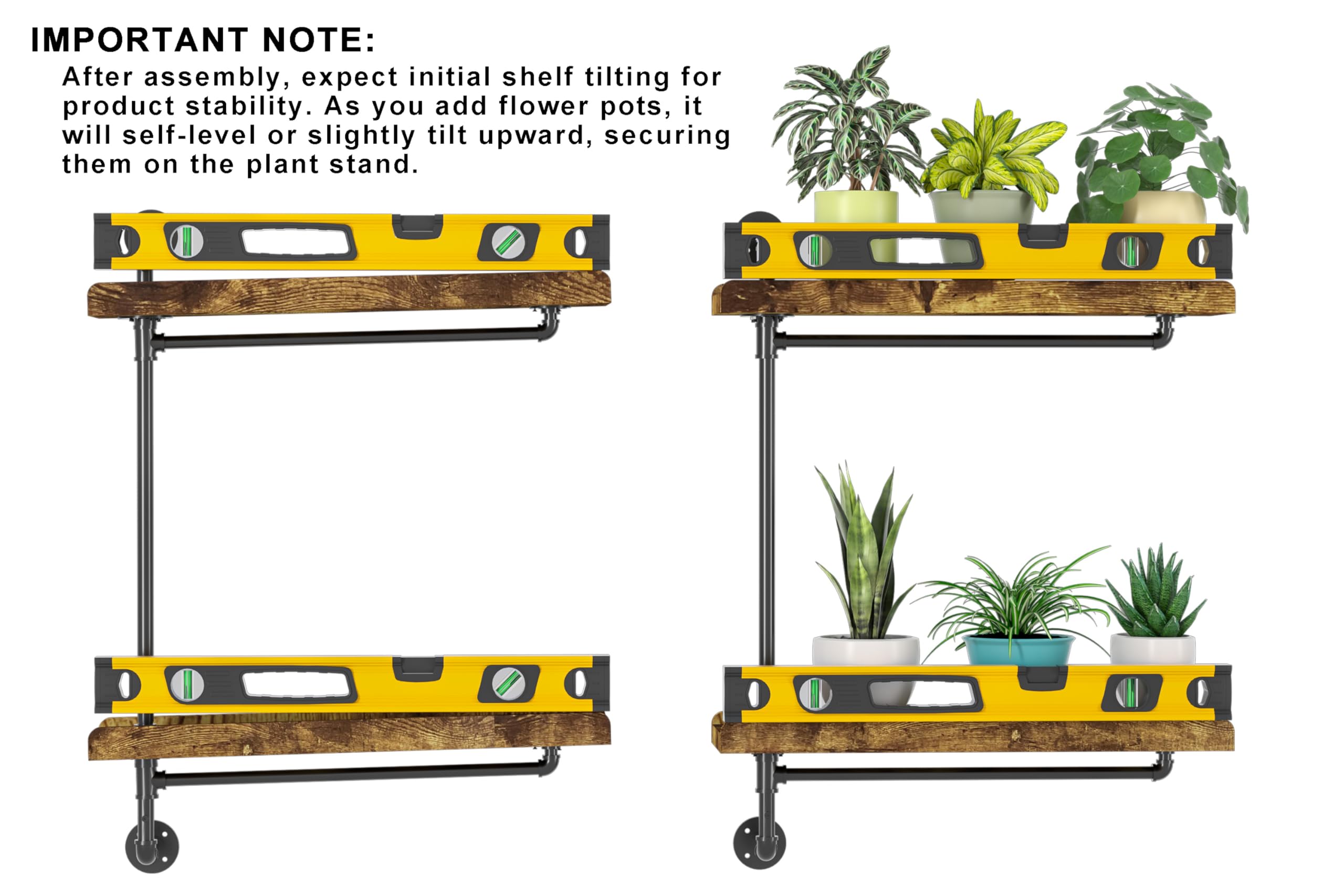 GDLF Window Plant Shelves Industrial Pipe Swivel Shelving Floating Shelves With More Space For Large Plants(Pots up to 8")