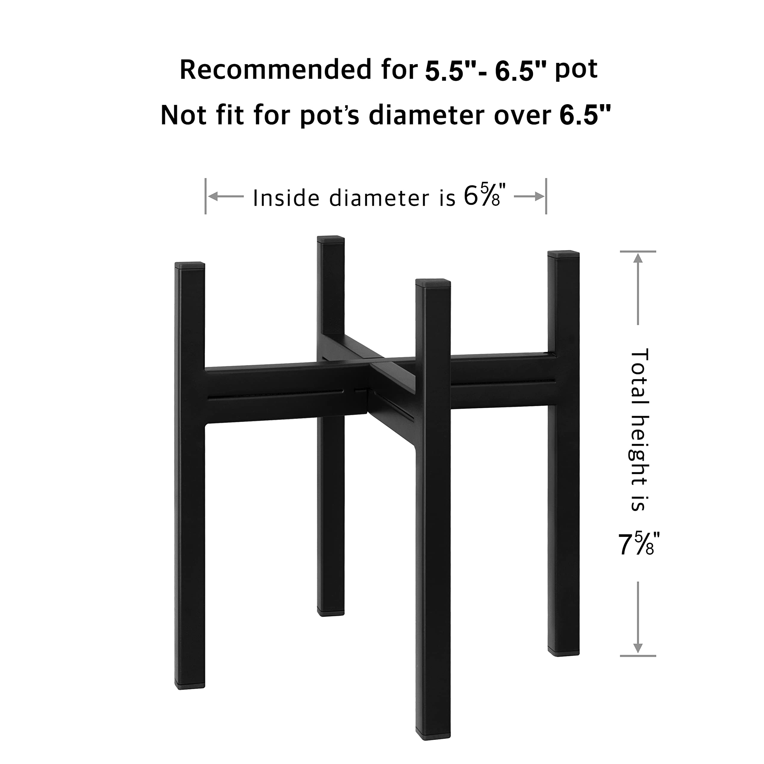 FaithLand Mid Century Plant Stand Indoor Outdoor (EXCLUDING Plant Pot), Metal Planter Stand, Potted Plant Holder, Black, Hold Up to 6.5 Inch Planter