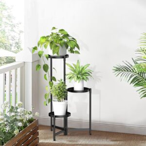 MOKANI Metal Plant Stands Indoor Clearance, 3-Tier Plant Stands Indoor Outdoor, Corner Plant Stand Multiple Flower Pot Holder for Living Room Patio Garden Balcony