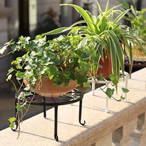 Metal Plant Stand Wrought Iron Planter,Iron Art Flower Pot Supporting Stand Indoor Outdoor Garden Set of 3（White）