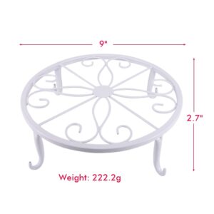 Metal Plant Stand Wrought Iron Planter,Iron Art Flower Pot Supporting Stand Indoor Outdoor Garden Set of 3（White）