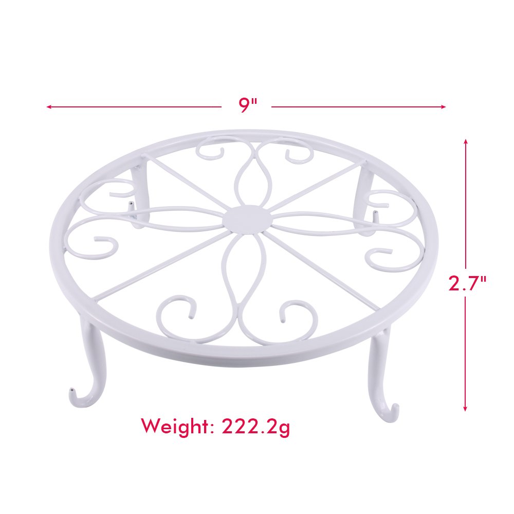 Metal Plant Stand Wrought Iron Planter,Iron Art Flower Pot Supporting Stand Indoor Outdoor Garden Set of 3（White）