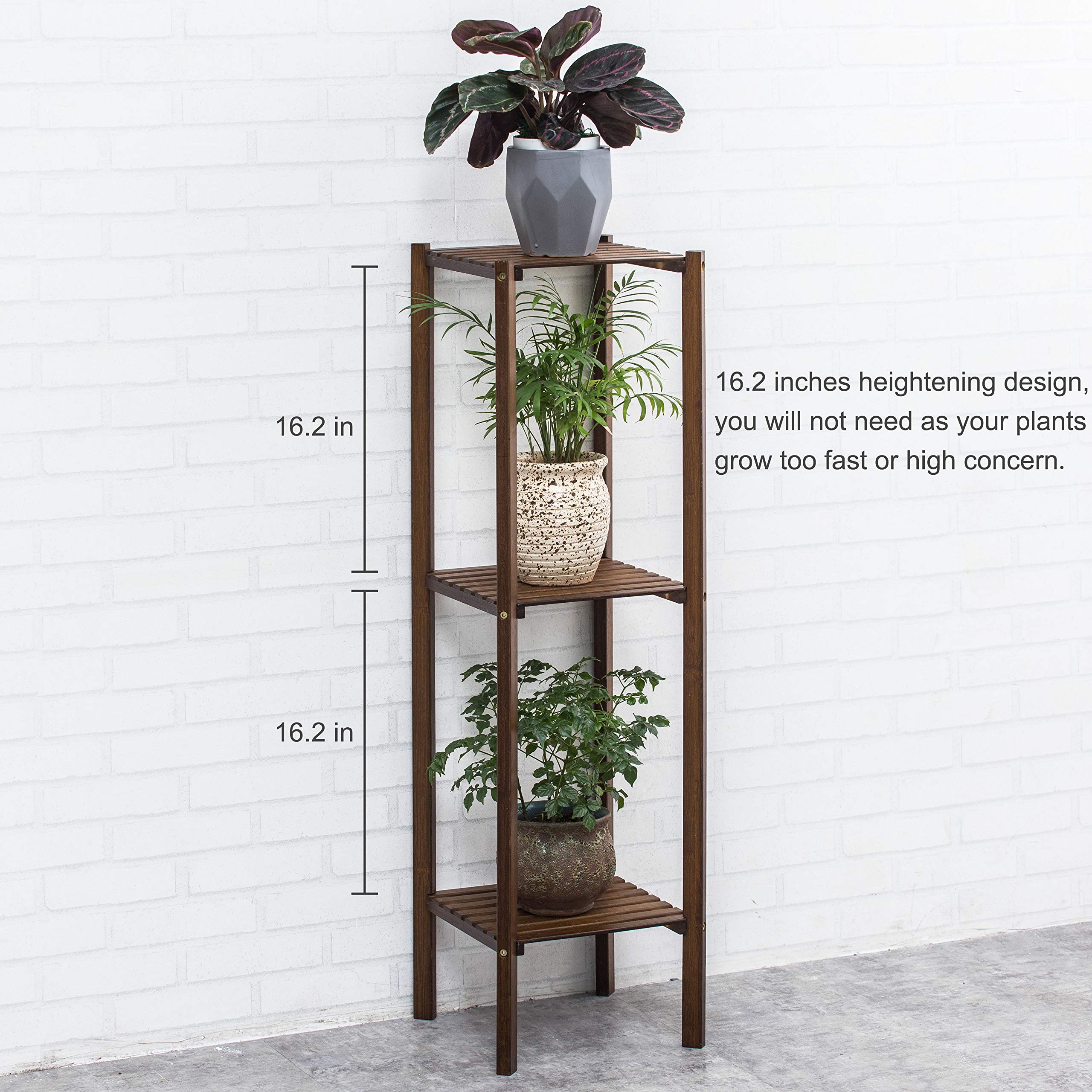 COPREE Bamboo Utility 3 Tier Plant Stand Rack Multiple Flower Pot Holder Shelf Indoor Outdoor Planter Display shelving unit for Patio Garden