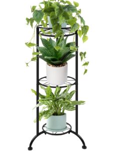 lilybud--lily plant stand indoor outdoor, 3 tier plant stands for indoor plants 35'' tall plant shelf metal plant holder heavy duty flower stand for patio garden deck living room