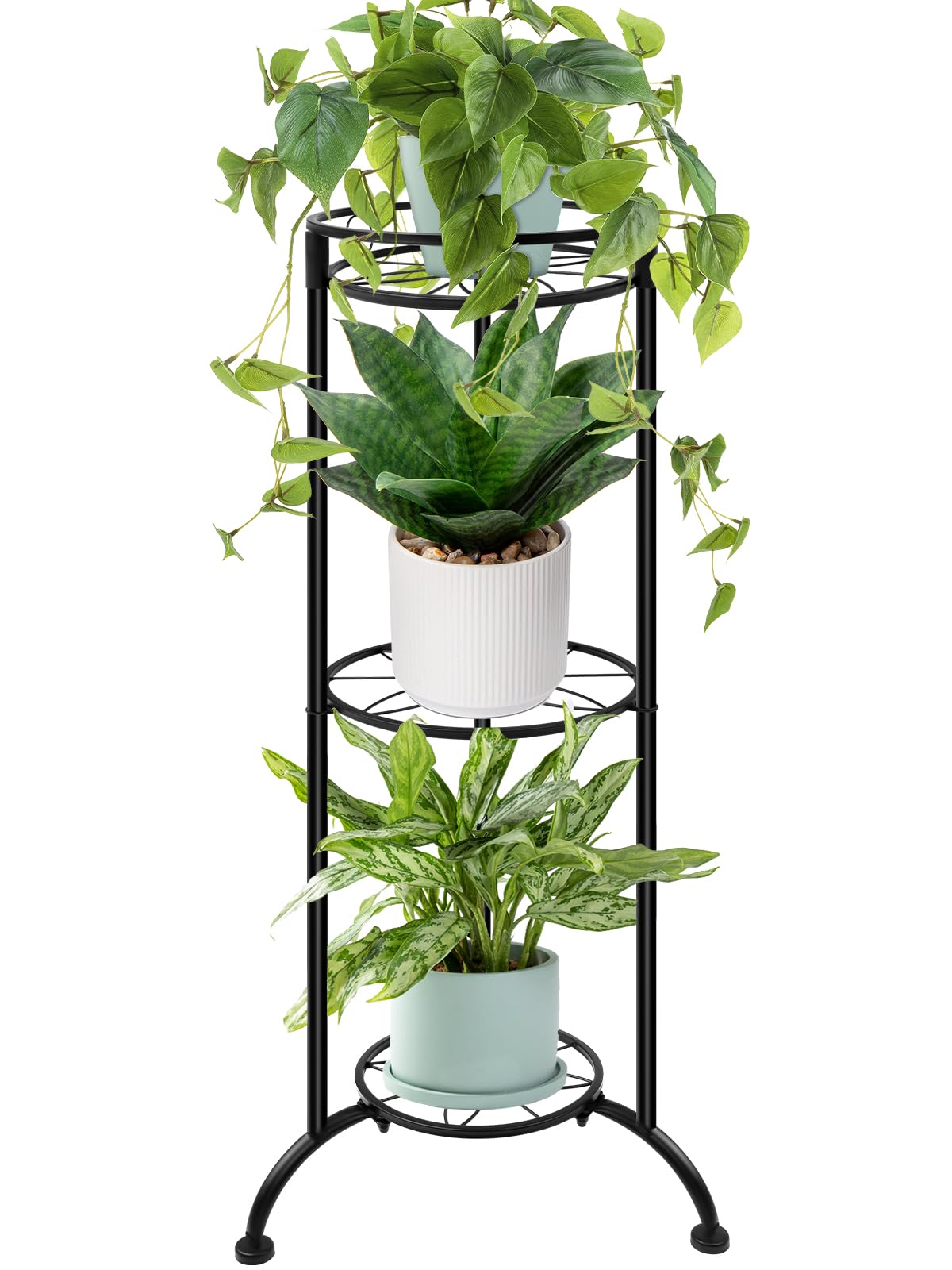 Lilybud--lily Plant Stand Indoor Outdoor, 3 Tier Plant Stands for Indoor Plants 35'' Tall Plant Shelf Metal Plant Holder Heavy Duty Flower Stand for Patio Garden Deck Living Room