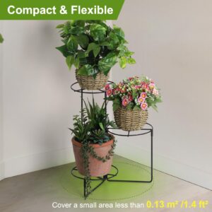 smusei Plant Stand Indoor, 3 Tier Small Metal Plant Stand, Corner Plant Stand for Multiple Plants, Adjustable Plant Stand for Living Room, Balcony, Garden, Patio (Black)