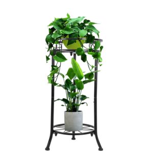 plant stands indoor outdoor, metal multiple potted plant rack holder, 2 tier tall patio flower pot stand for corner, anti-rust 20.3" (black)