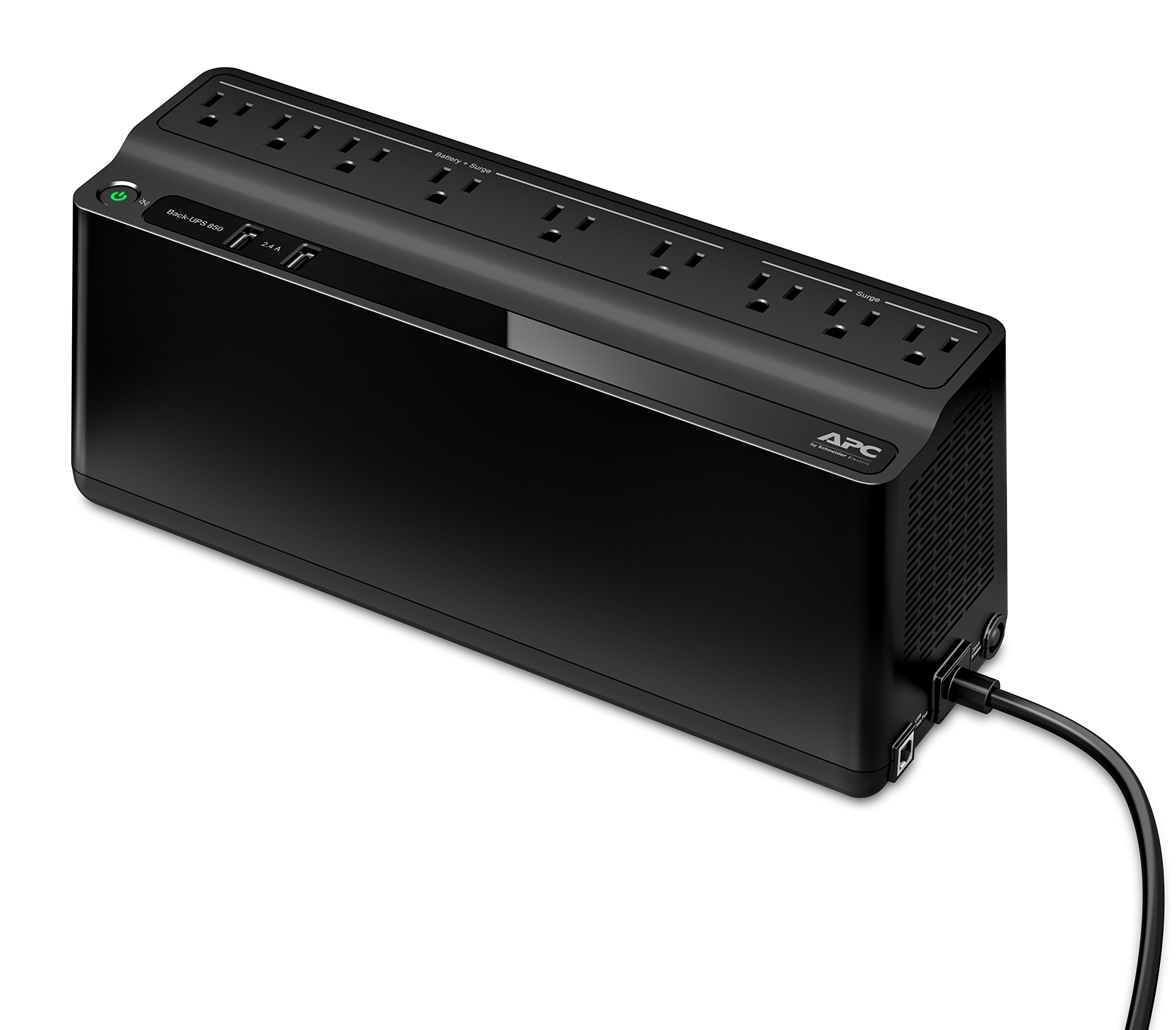 APC UPS BE850M2, 850VA UPS Battery Backup & Surge Protector, Backup Battery Uninterruptible Power Supply with (2) USB Charging Ports, APC Back-UPS Series