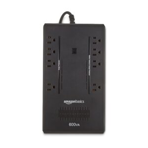 Amazon Basics Standby UPS 600VA 360W Surge Protector Battery Power Backup - 8 Outlets, Black