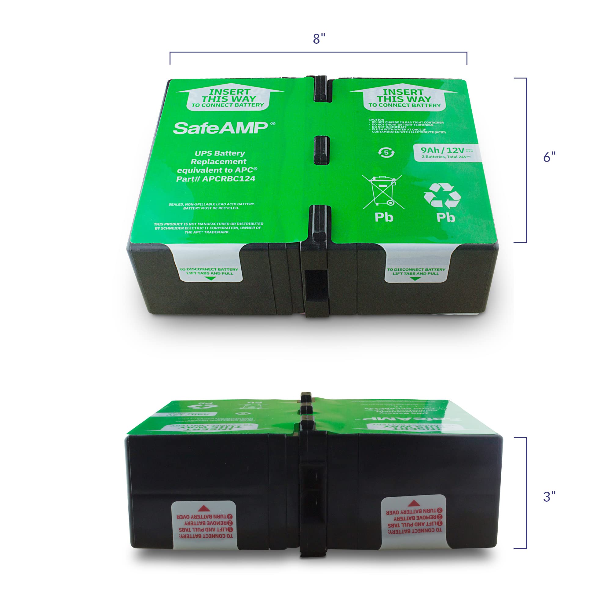 SafeAMP UPS 9Ah, 24VDC VRLA Battery Replacement APCRBC124 Compatible with APC UPS Models BR1000G, BX1350M, BN1350G, BX1000G, BX1300G.…