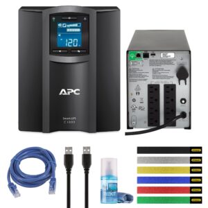 APC Smart-UPS C1000 Battery Backup & Surge Protector SmartConnect with Ethernet Cable, Wire Ties & Cleaning Kit