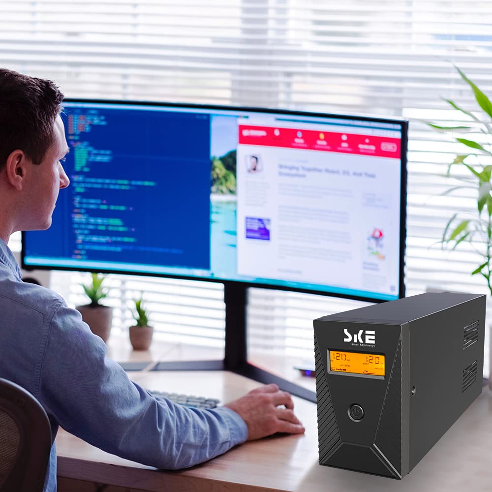 600VA/360W Ups Battery Backup and Surge Protector,Computer Uninterruptible Power Supply Units,SKE Ups Power Supply