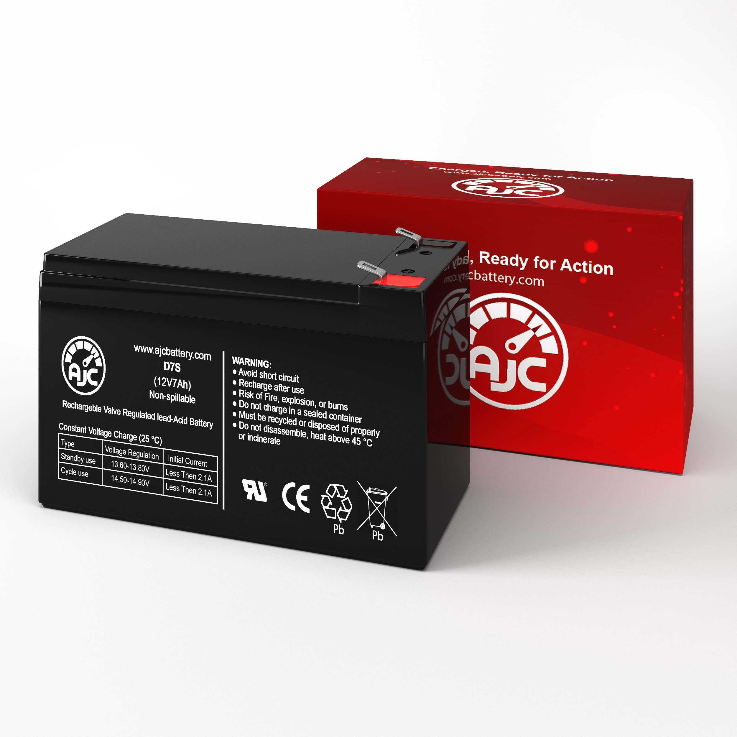 AJC Battery Compatible with APC Back-UPS ES500 ES 500 VA 8 Outlet BE500R 12V 7Ah UPS Battery