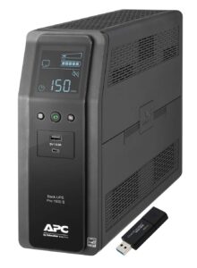 apc sine wave ups battery backup & surge protector, 1500va, apc back-ups pro (br1500ms) bundle including 16gb datatraveler